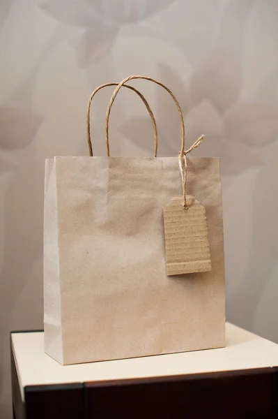 Brown kraft paper bag for gift and tag