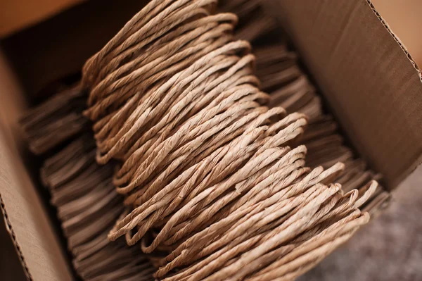 Brown kraft paper bags for gifts on background