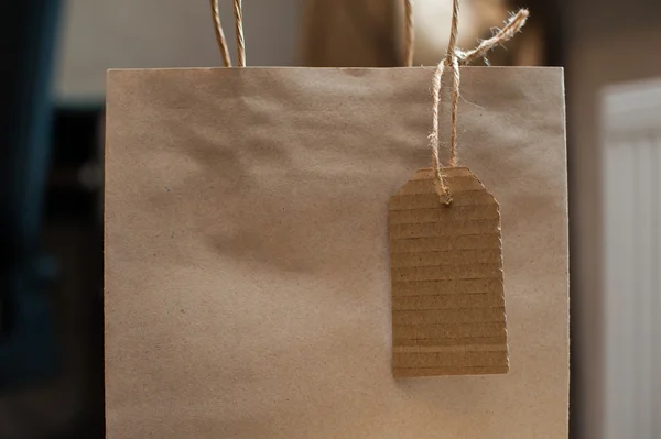 Brown kraft paper bag for gift and tag