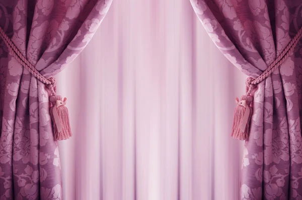 Purple curtain background, with a tassell