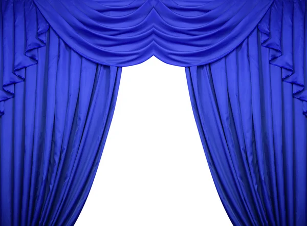 Blue curtains on a white background