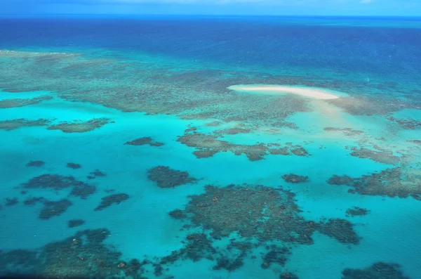 Aerial view of Oystaer coral reef at  the Great Barrier Reef Que