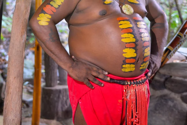 Details of Native Australian man with body painting