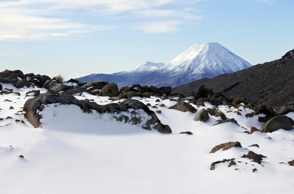 Snow landscape of Mount Ngauruhoe in Tongariro National Park