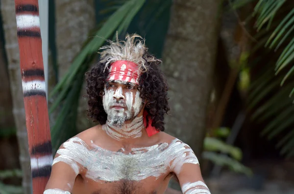 Portrait of one Yugambeh Aboriginal warrior man