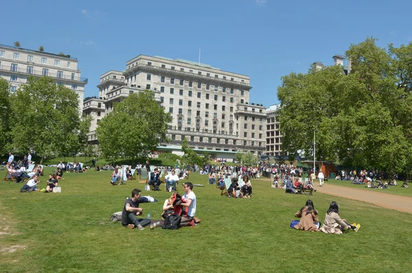 Visitors at Green Park on Sunny day in London