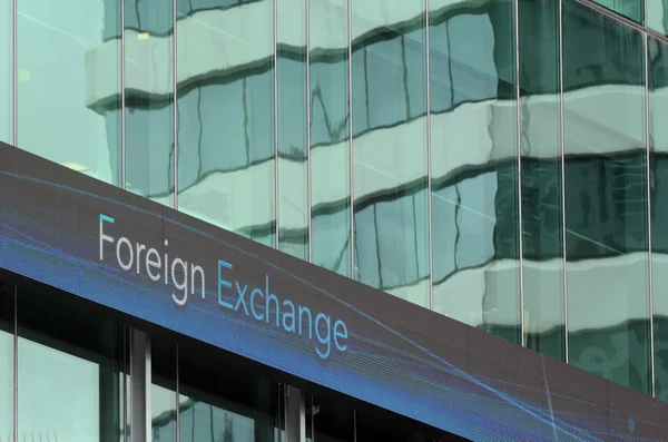 Foreign exchange sign on an outdoor board