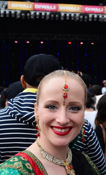 New Zealander woman celebrating Diwali festival in Auckland,New