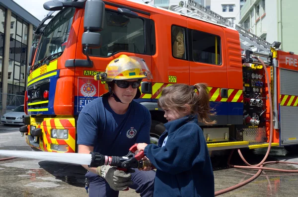 Firefighter and child