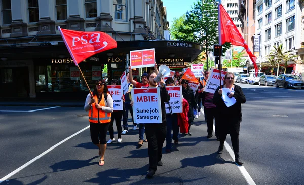 Workers protesting for Equal pay for equal work in Auckland New