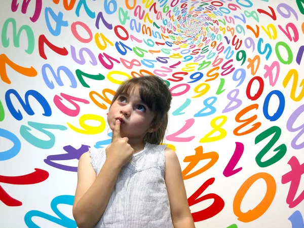 Little girl do not know how to solve an arithmetic problem