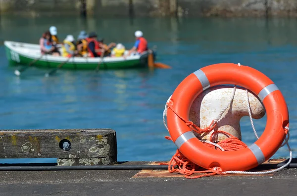 Lifesaving ring buoy on a wharf