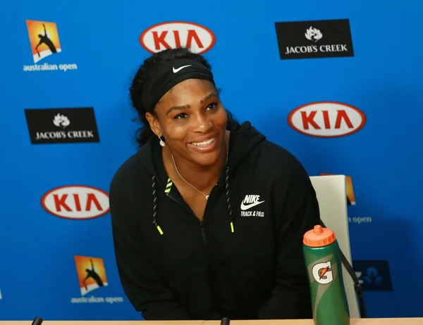 : Twenty one times Grand Slam champion Serena Williams during press conference after loss at Australian Open 2016 final