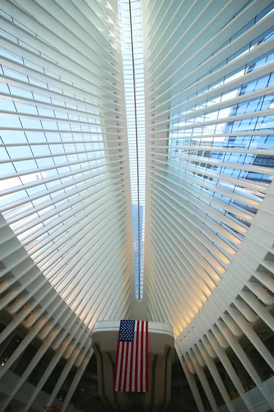 Inside the Oculus of the New World Trade Center Transportation Hub designed by Santiago Calatrava