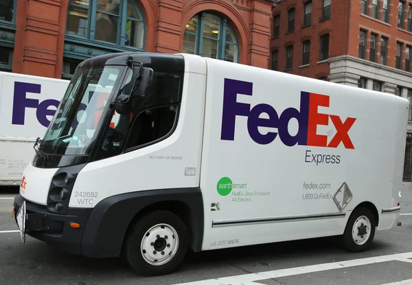 Earthsmart FedEx zero emission all electrical truck in Lower Manhattan