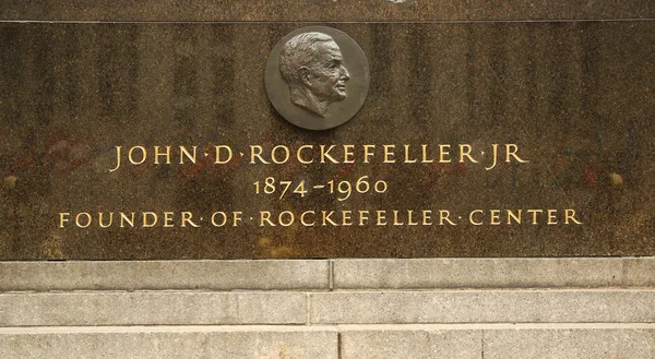 John D. Rockefeller, Jr. memorial plaque at Rockefeller Center
