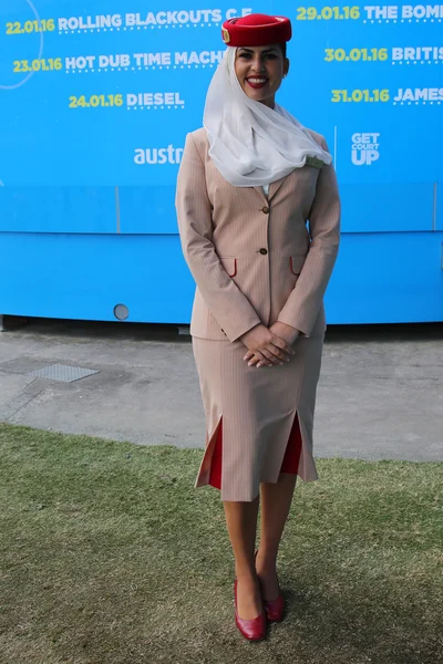 Emirates Airline flight attendant during Australian Open 2016