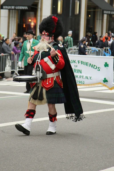 Amityville Highland Pipe Band marching at the St. Patrick\'s Day Parade in New York.