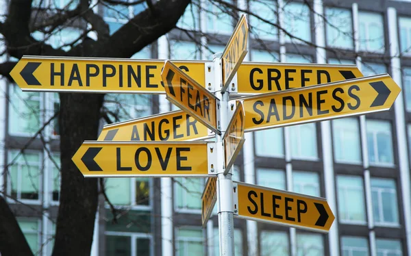 Signpost by by Australian-based artist Stuart Ringholt in First Street Park, Lower Manhattan
