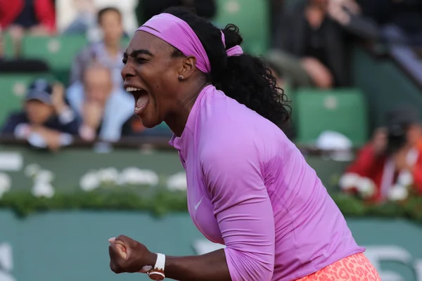 Nineteen times Grand Slam champion Serena Williams in action during her third round match at Roland Garros 2015