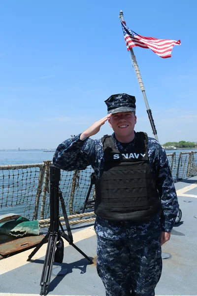 Unidentified US Navy aboard  US Navy destroyer USS Farragut during Fleet Week 2016