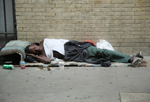 Homeless man at Greenwich Village in Lower Manhattan