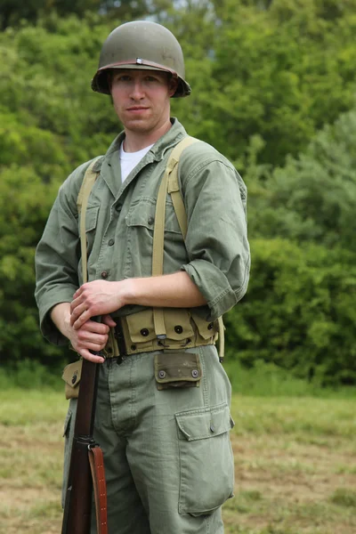 World War II Encampment participant in World War II American Army uniform