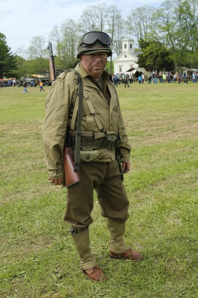 World War II Encampment participant in World War II American Army uniform