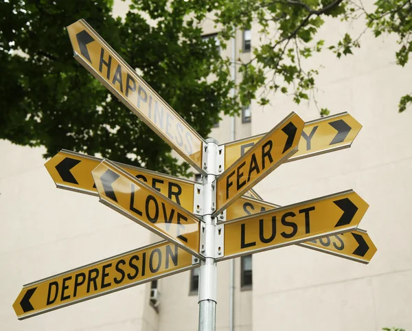 Signpost by by Australian-based artist Stuart Ringholt in First Street Park