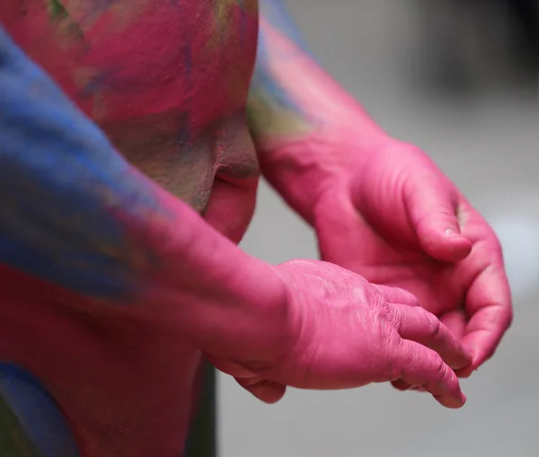 Hands painted during bodypainting day