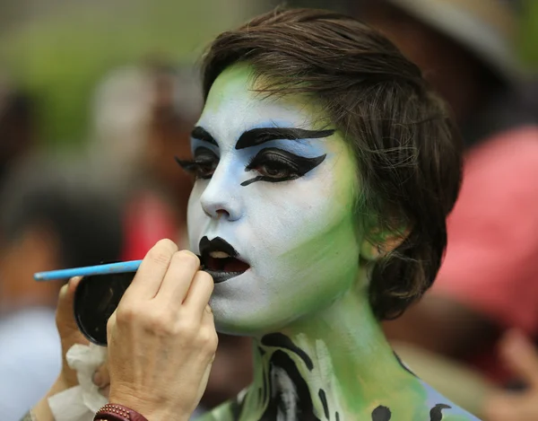 Artists paint 100 fully nude models of all shapes and sizes during third NYC Body Painting Day in midtown Manhattan