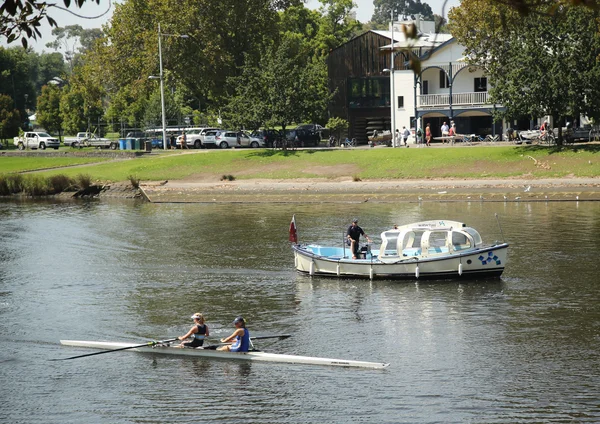 Melbourne water taxi and rowing team on the Yarra river