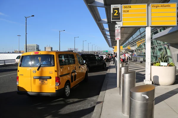 NYC taxi at Delta Airline Terminal 4 at JFK International Airport in New York.