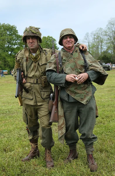 World War II Encampment participants in World War II American Army  and German Army uniform