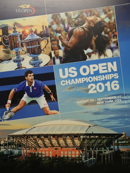 US Open 2016 poster on display at the Billie Jean King National Tennis Center in New York