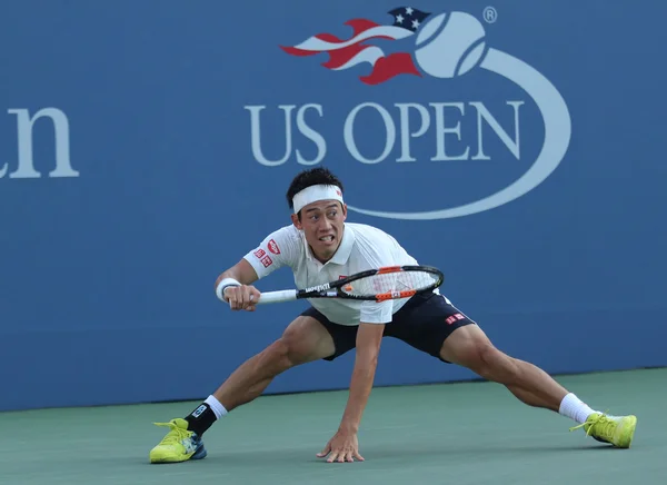 Professional tennis player Kei Nishikori of Japan in action during his round four match at US Open 2016