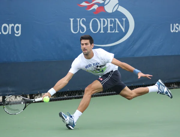 Twelve times Grand Slam champion Novak Djokovic of Serbia practices for for US Open 2016