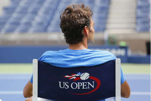 Seventeen times Grand Slam champion Roger Federer during practice for US Open 2014