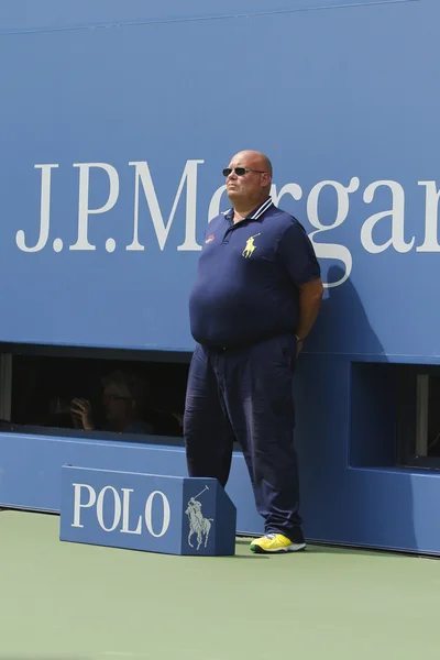 Line judge during match at US Open 2014 at Billie Jean King National Tennis Center