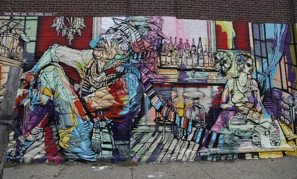 Mural art in Red Hook section of Brooklyn