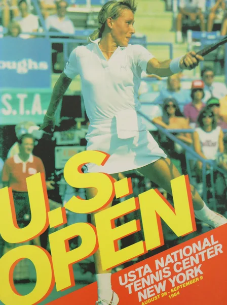 US Open 1984 poster on display at the Billie Jean King National Tennis Center in New York