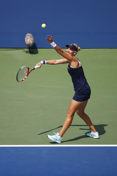 Grand Slam champion Elena Vesnina from Russia during quarterfinal doubles match at US Open 2014
