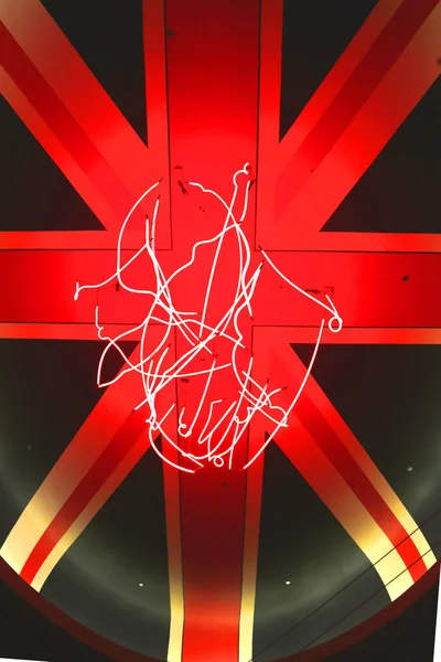 Ceiling in Gordon Ramsey Steak House Restaurant with The Union Jack and Gordon Ramsey signature