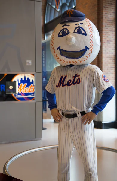 New York Mets mascot, Mr. Met, on display at the  Citi Field