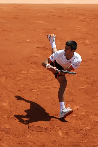 Eight times Grand Slam champion Novak Djokovic in action during his second round match at Roland Garros