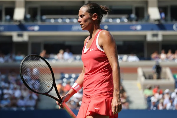 Professional tennis player Roberta Vinci of Italy in action during her quarterfinal match at US Open 2015