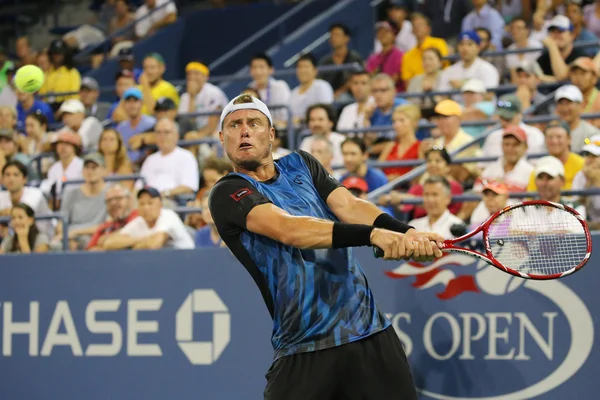 Two times Grand Slam Champion Lleyton Hewitt of Australia in action during his last US Open match