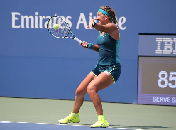 Two times Grand Slam champion Victoria Azarenka of Belarus in action during US Open 2015 second round match