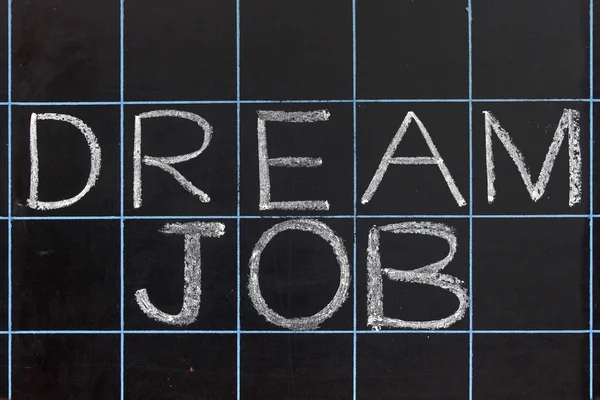 Dream job phrase handwritten on black chalkboard