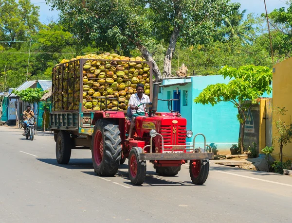 MADURAI, INDIA - FEBRUARY 17: Indian rural man rides on a car wi